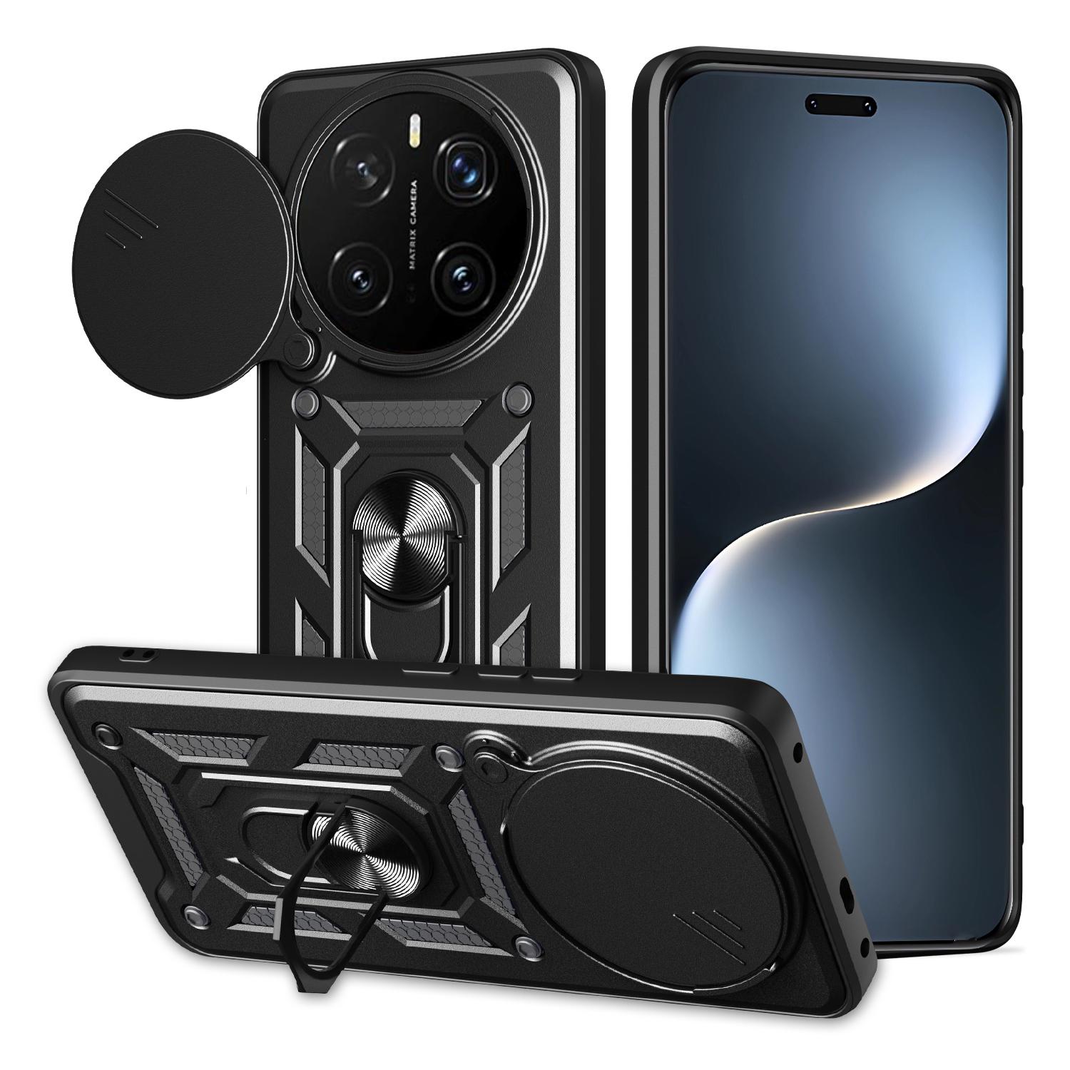 

Чохол для Honor Magic7 Pro 5G із кришкою-зсувом для камери, ПК + підставка з ТПУ Black