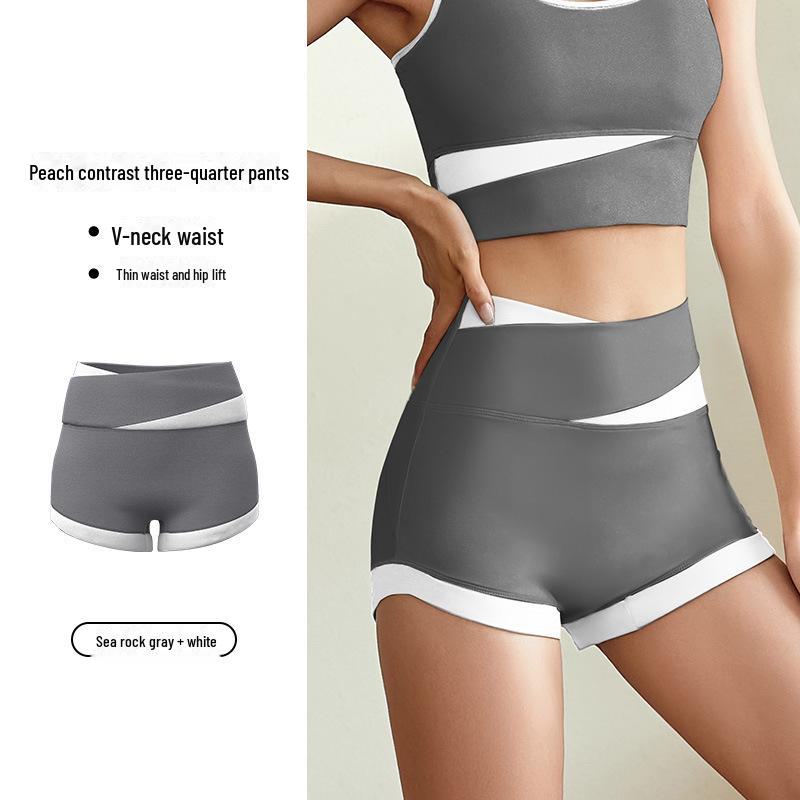 

Женские шорты для йоги и бега Juyitang с высокой талией персикового цвета Small