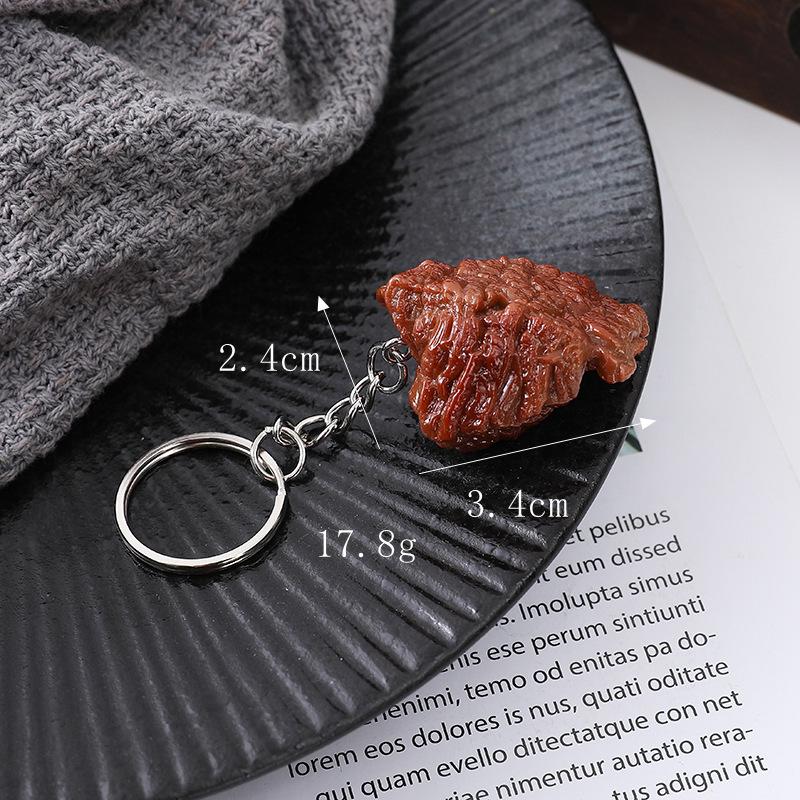 Dongpo Pork Model Keychain: Braised Pork, Beef Cubes, & Faux Streaky Pork Props for Kitchen Decor