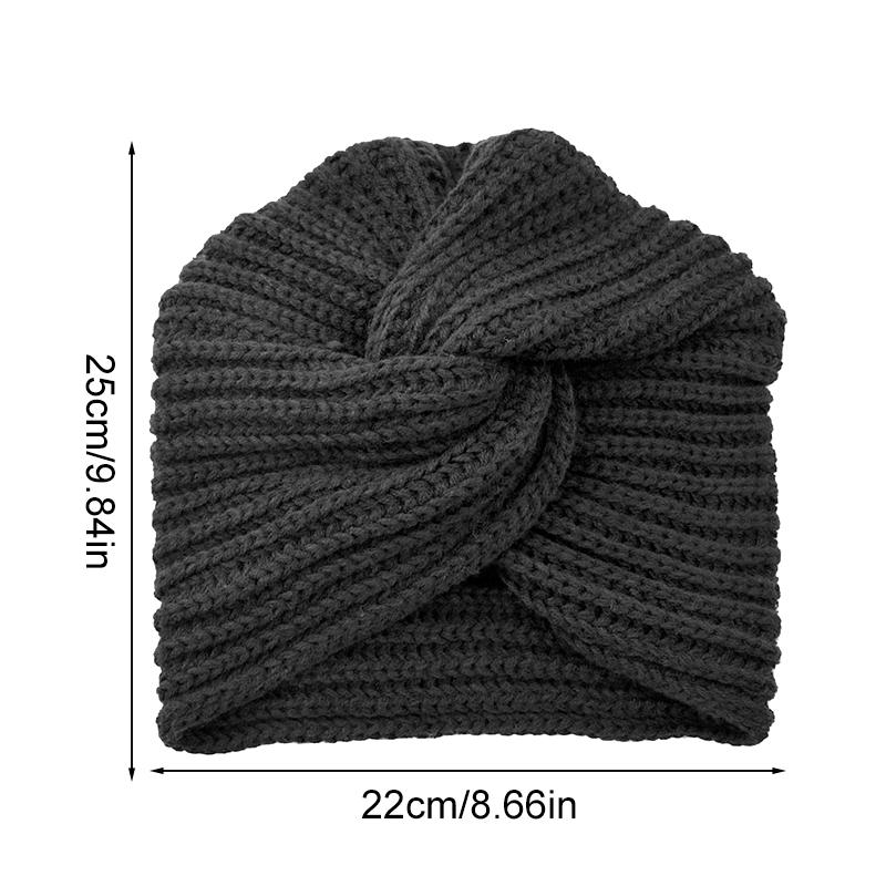 1Pc Women Headwear Head Wrap Hair Loss Turban Solid Color Knitted Cap Polyester