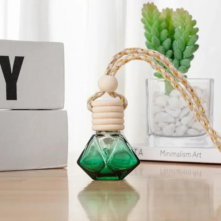 1pcs Refillable Perfume Bottle Empty Colorful Diamond Glass Aromatherapy Essential Oil Vials Wood Lid with String