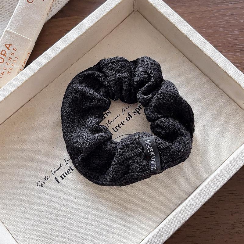 Retro pattern large intestine hair band women's knitted French solid color cloth hair rope coffee head rope hair
