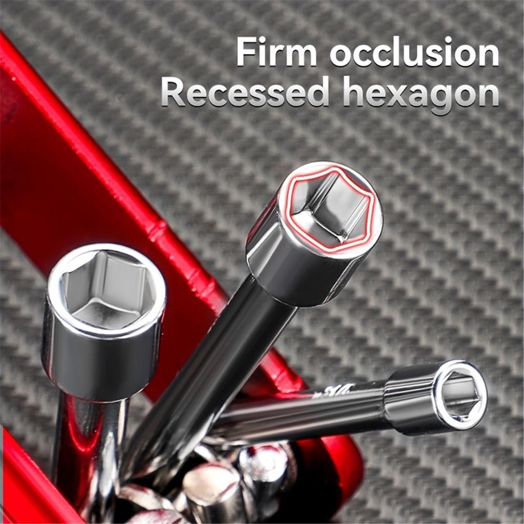 6 In 1 Folding Socket Wrench Set Multi Functional Portable Spanner Household Repair Hand Tool