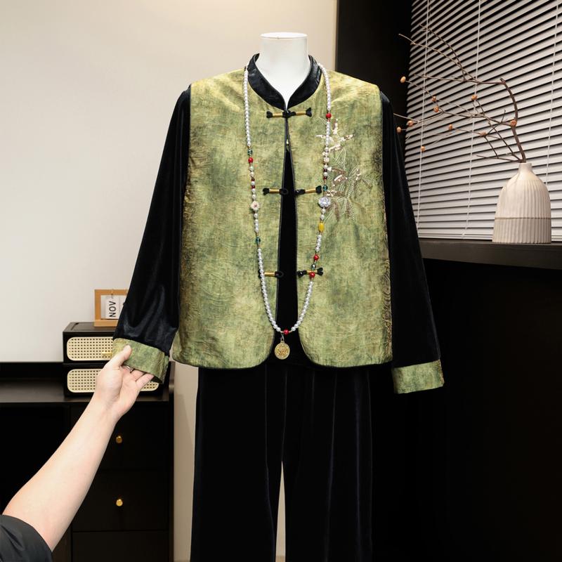 Yuzhaolin Women s Chinese Style Embroidered Vest Set XL