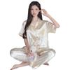 Summer Girl High-End Love Short-Sleeved Trousers Pajamas Women'S Ice Silk Cool Casual Loungewear Set