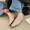 Fashion SUOJIALUN 2025 Summer New Brand Women Slipper Fashion Square Toe Slip On Ladies Elegant Mules Shoes Soft Flat Heel Casual Slides