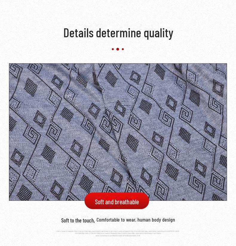 Men's Large Size Autumn Print Thermal Suit for Middle-Aged and Elderly: Loose Fit Outfit with Top and Bottom