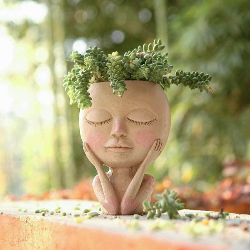 zxb-shop Office Crafts Flower Arrangement Art Portrait Vase Dried Flower Pot Vase Sculpture Resin Human Face Family Flower Pot Home Decorations Type : Boy B zxb-shop Office Crafts Flower Arrangement Art Portrait Vase Dried Flower Pot Vase Sculpture Resin Human Face Family Flower Pot Home Decorations Type : Boy B