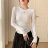 Ribbed Waist-Cinch Slim-Fit Round Neck Long-Sleeve Top for Women - Autumn/Winter Collection