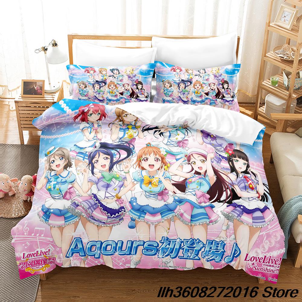 New New Kawai Love Live! Beding Set Carton Anime thre-piece set Adult People Kid Bedrom with Soft Fabric Duvetcover Sets Kawai colcha de verano c