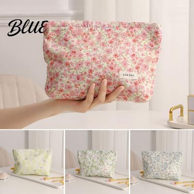 Travel Accessories Bag Floral Cotton Makeup Bag Large Capacity Toiletry with Multi Daily Skincare Organizer Compartments Cute Cosmetic Storage Pouch