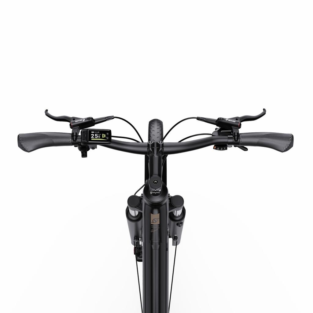 ONESPORT OT07 Matte Black Electric Bike, Bafang Mid-Drive 250W, 110KM Range, Torque Sensor, Hydraulic Brakes, Lightweight Commuter E-Bike