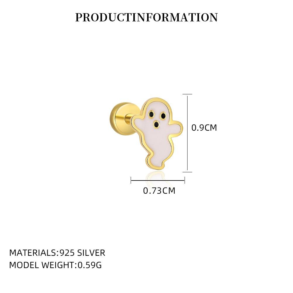 925 Sterling Silver Halloween Skull Ghost Knot Butterfly Stud Earrings | Spooky Holiday Earrings for Women