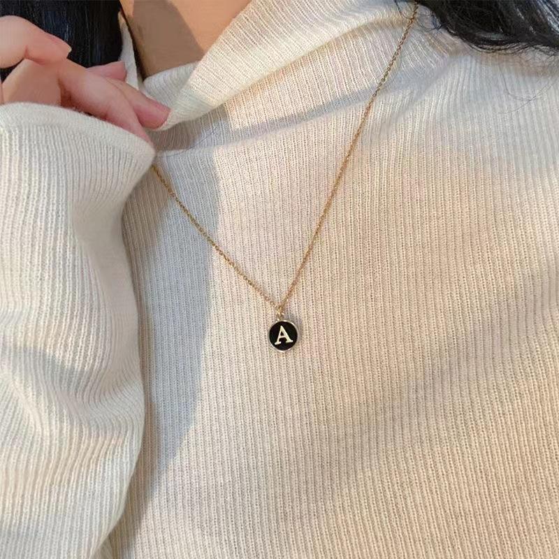 Initial Letter Pendant Necklace for Women Stainless Steel A Alphabet Choker Chain Jewelry Christmas Gift