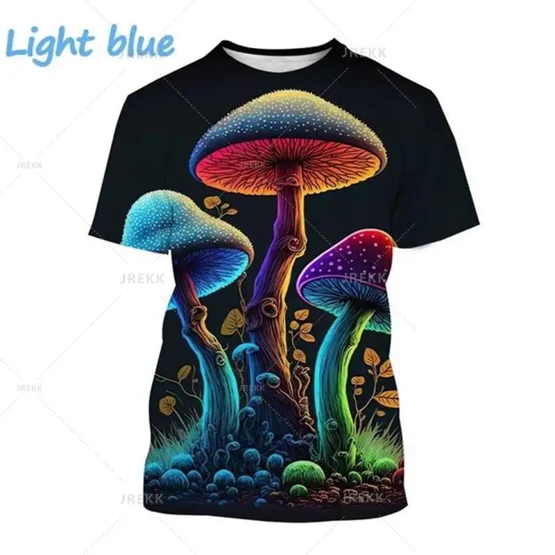 Mushroom 3D Printed T Shirt Plant Pattern Round Neck Short Sleeve Forest Fashion Casual Unisex Tops Tshirt High Quality T Shirt