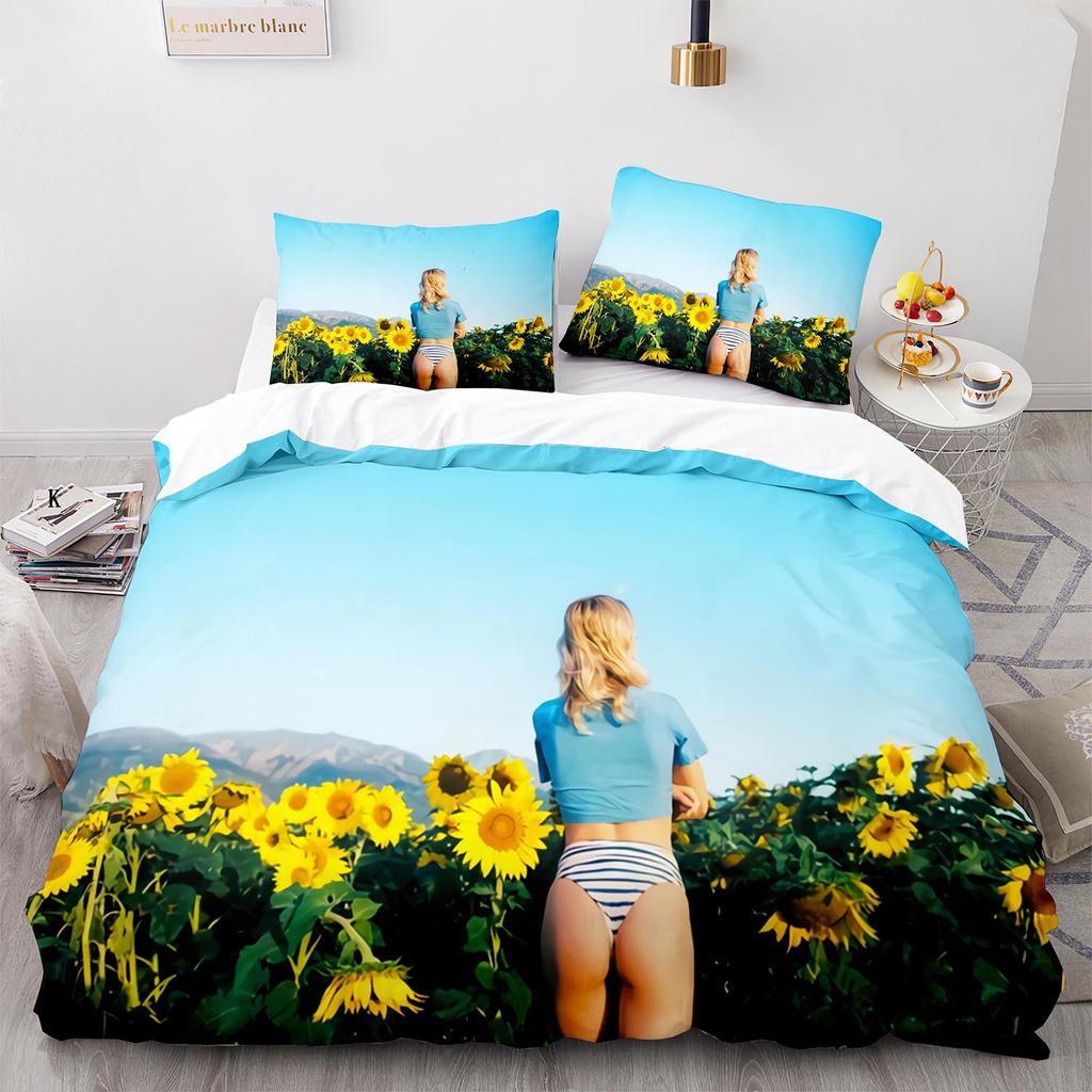 Yellow Sunflowers King Queen Duvet Cover Beautiful Floral Bedding Set For Kids Girls Women Girly Lovely Flowers Soft Quilt Cover