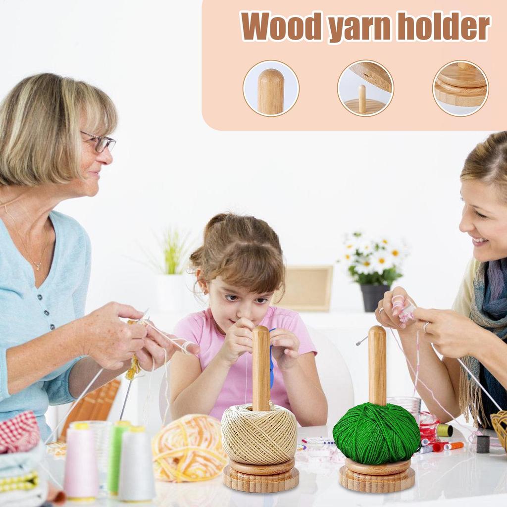 Yarn Spinner Holder Wool Knitting Wood Stand Rotating Spool Rack Crochet Yarn Spinner Holder for Designers Tailors Hobbyists