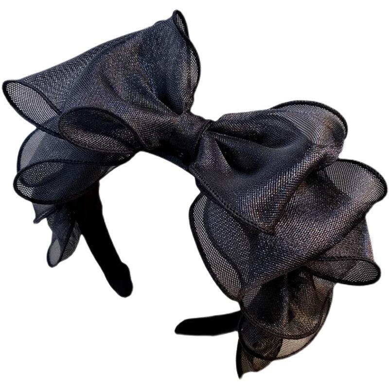 Bow mesh princess headband, new high-end Internet celebrity hair accessories, women's high skull top headgear, three-dimensional face wash headband.