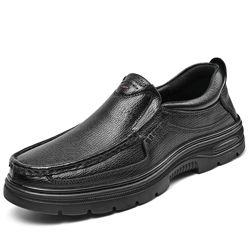 

Мужская повседневная обувь из кожи ручной работы, мягкая подошва, удобные мокасины для мужчин, модные туфли для вождения без застежек, нескользящая деловая обувь 38 чёрный