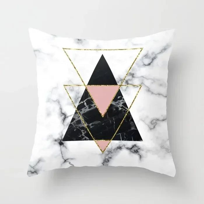 Pink Geometric Abstract Decorative Pillows Case Marble Pattern Flower Designer White and Black Grey Cheap Cushion Cover 45*45 Cm