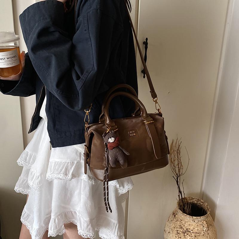 Geantă de damă High Sense Boston, design retro de nișă, geantă de umăr Messenger, geantă portabilă de navetă la modă