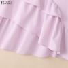 ZANZEA Women Casual Round Neck Short Sleeve Loose Ruffles Blouse