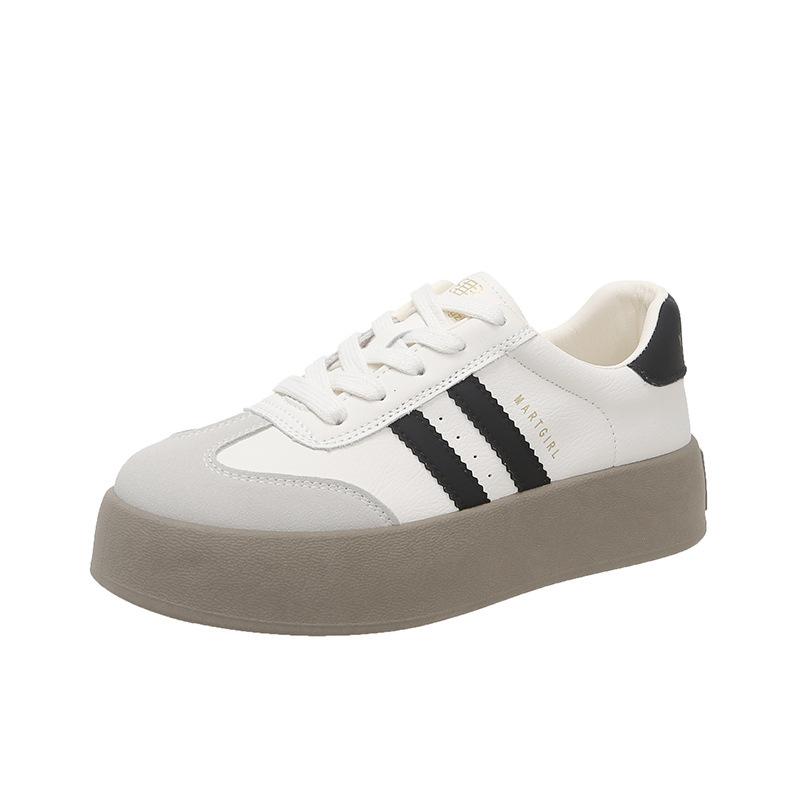 Thick-soled Dexun Little White Shoes Women's 2024 Autumn New Fashionable Versatile Comfortable Non-slip Lace-up Casual Sports Shoes