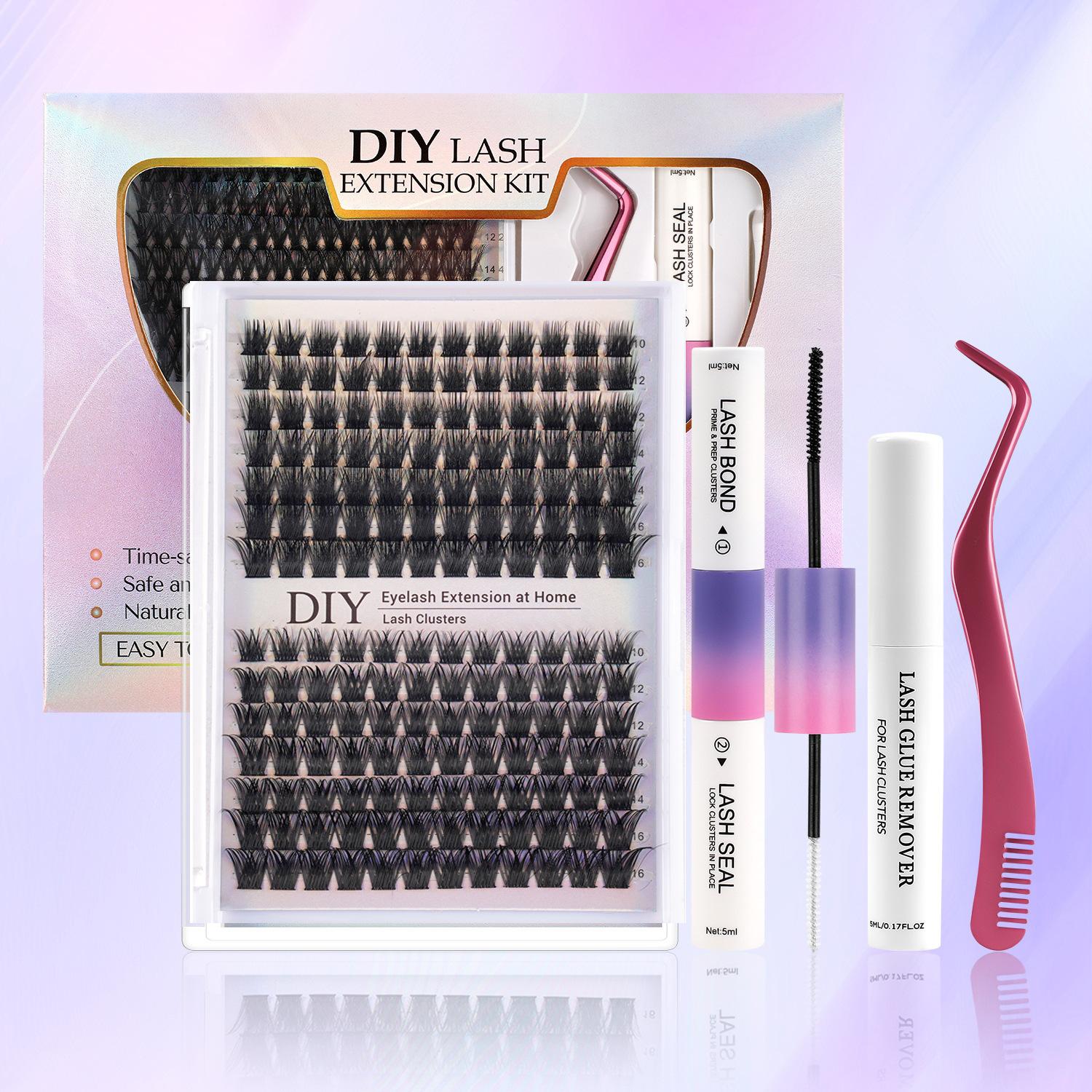 

Премиальные пучковые накладные ресницы из синтетического волокна DIY поставляются с инструментами Color package J08-T50