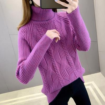 Women Turtleneck Solid Warm Sweaters Long Sleeve Knit Basic Pullover Slim Office Fall Winter Jumper Soft Pull Female