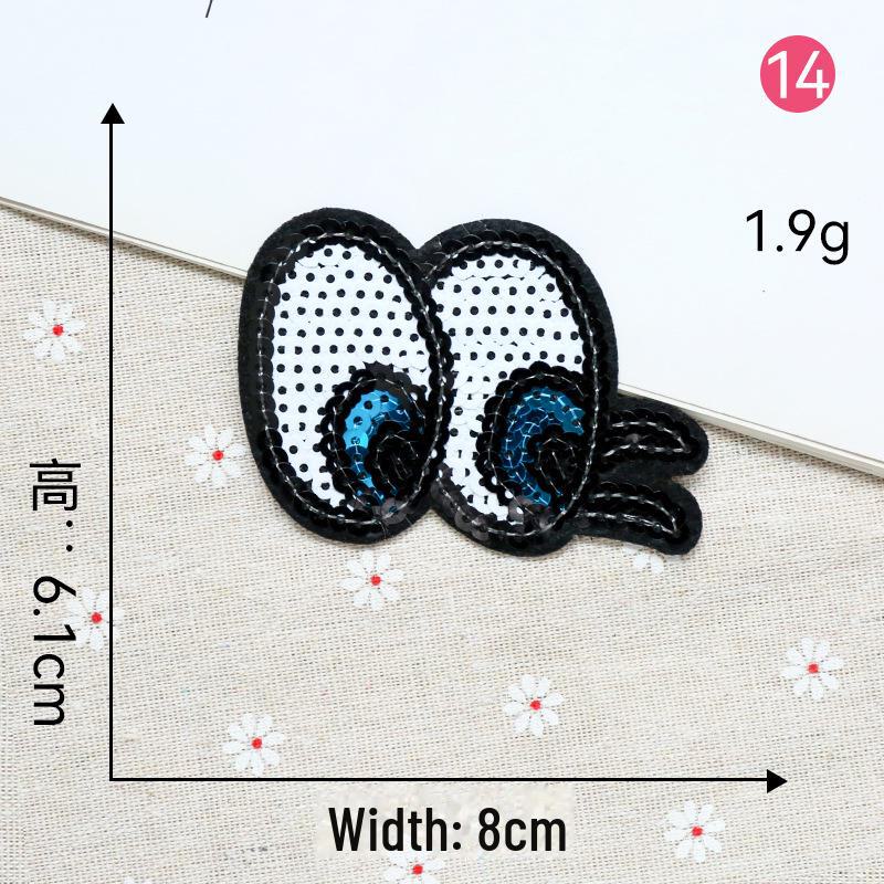 

Вышитая нашивка в виде смайлика с пайетками Love Label - Украшение для одежды в виде глаз. 14# Big