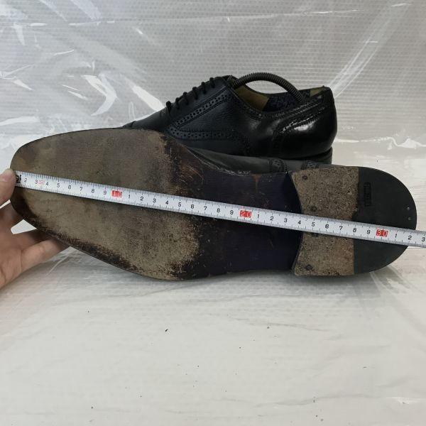 80s-90s? Vintage/FLORSHEIM Imperial/Leather Semi-Brogue Straight Tip Shoes/10.5EEE/28.5/Black/(USED)