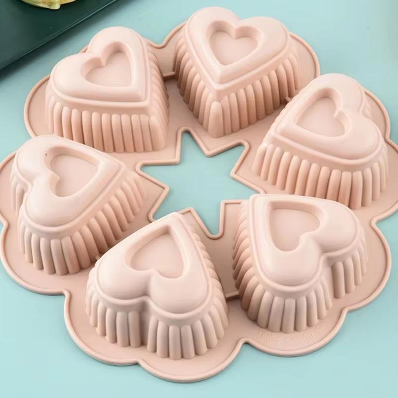 1PC 6-Link Love Shaped Horseshoe Cake Mold Handmade Chocolate Cookie Mould Easy Release Baking Supplies
