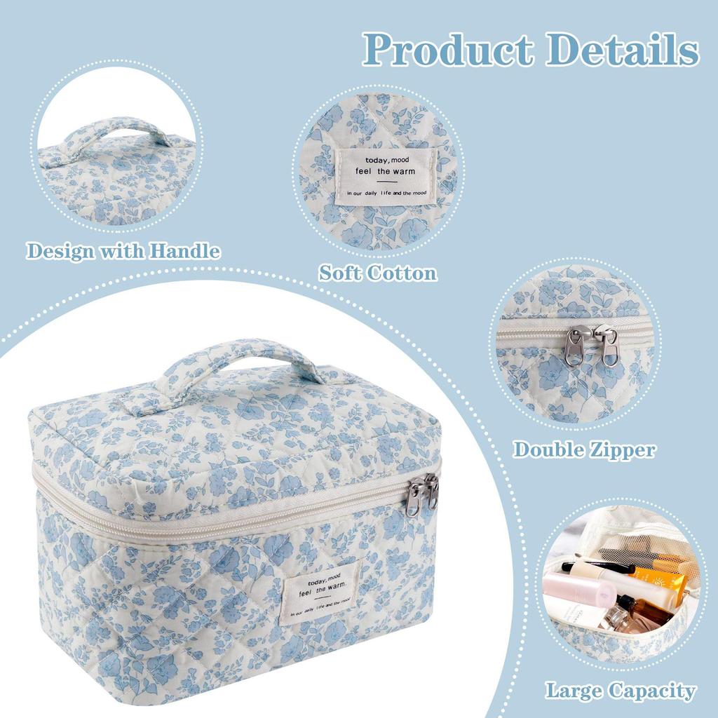 Three-Piece Floral Large-Capacity Makeup and Travel Bag Set