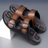 Leather sandals high-end men's 2025 summer new trendy shoes soft-soled business casual shoes men wear microfiber slippers soft leather