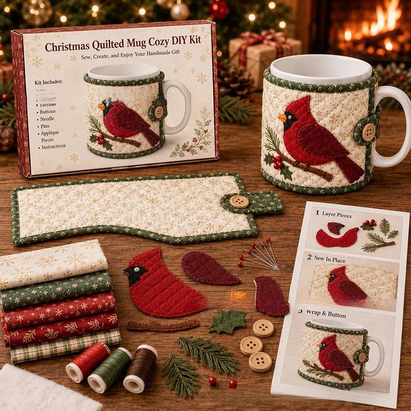 New DIY Christmas Cup Comfortable Sewing Set Christmas Cup Warmth Set Sewing Set Christmas Decorations (Cup not included)