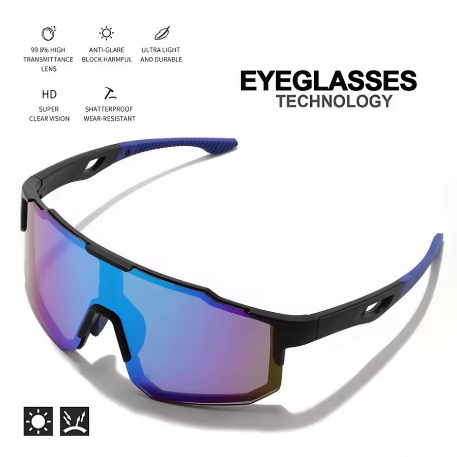 Übergroße Bunte Sportsonnenbrille - Wraparound-Design, UV400 Unisex Komfortpassform für Radfahren, Wandern & Outdoor