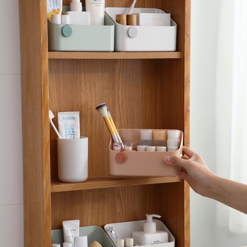 Influencer Mirror Cabinet: Compact Plastic Storage for Cosmetics, Jewelry, Lipstick, and Skincare with Dividers.