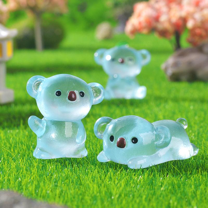 Transparent Resin Luminous Cartoon Koala Luminous Animal Figurine Home Decoration Accessory