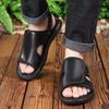 Men Summer Sandals simple black beach walking design Lightweight Open Toe Beach Walking Shoes Outdoor Casual Slip On Footwear Da