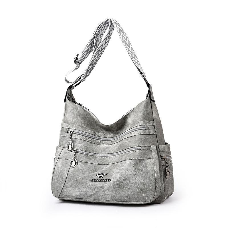 

Простая текстура мягкая кожа женская сумка многофункциональная сумка через плечо сумка-мессенджер Кенгуру женская вместительная многослойная сумочка серый