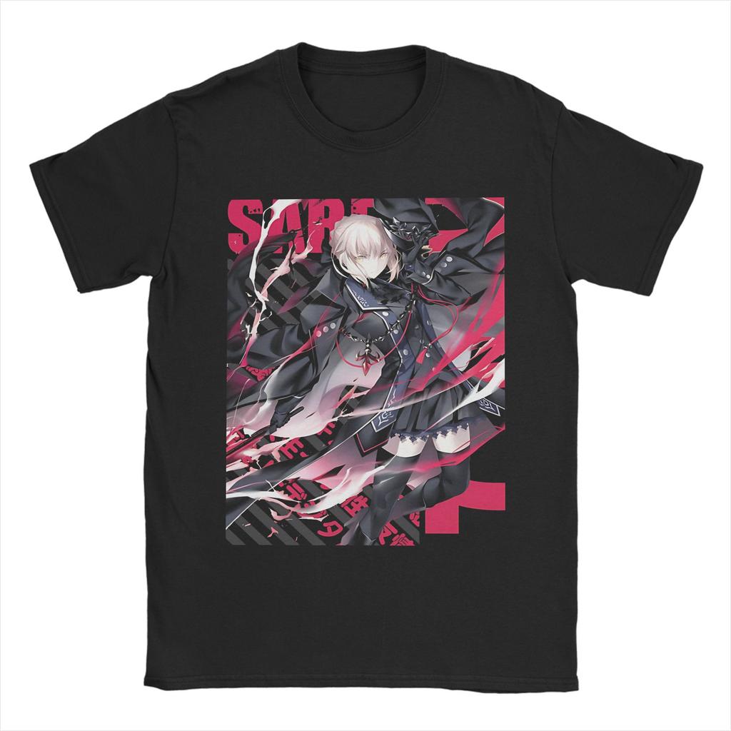 Saber Arthur Pendragon Fate Stay Night Tshirts Men Cotton Tops Novelty Round Neck Short Sleeve
