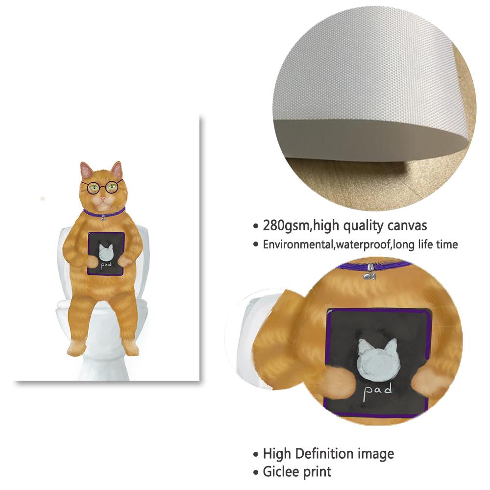 Interesting Cat In Bathroom Spa with Mask Printing and Poster Wall Art Animal Lover Canvas