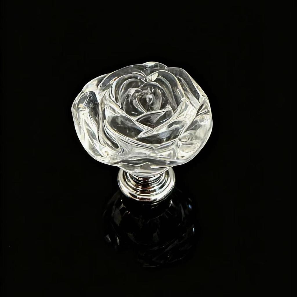 Mânăr de sertar din sticlă cu cristal roz de 30 mm - Stil Retro European pentru Dulap sau Comodă