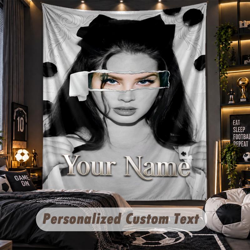 Personalisierte Wandtapisserie, Lana Del Rey Individuell Bedruckter Name, Stoff-Wandkunst für Innenraum-Hintergrund