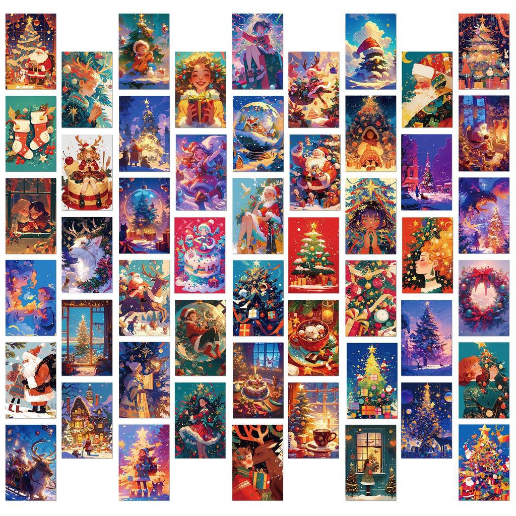 50 Christmas Day Celebration Christmas Eve Wall Decoration Cards Children Diy Indoor Bedroom Message Postcards