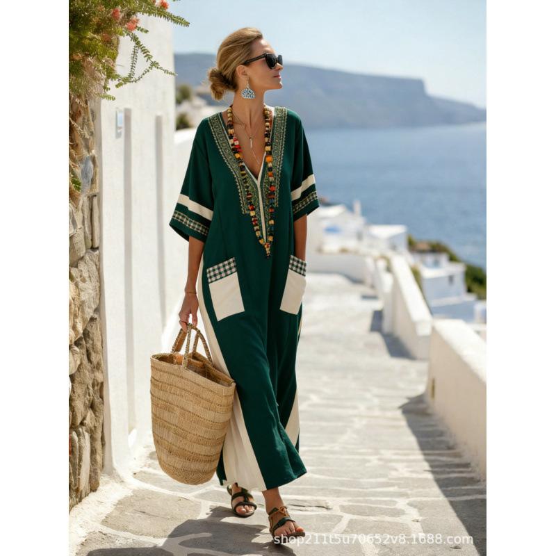 European and American bohemian women's dress seaside vacation elegant fashion print