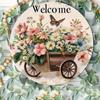 1pc 8x8 Inch Fantasy Animal Round Welcome Sign Waterproof HD Printed Floral Butterfly Door Hanger Wall Decor