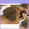 Vintage Red Plaid Cloud Beret Hat For Women Summer Casual Fashion Accessory