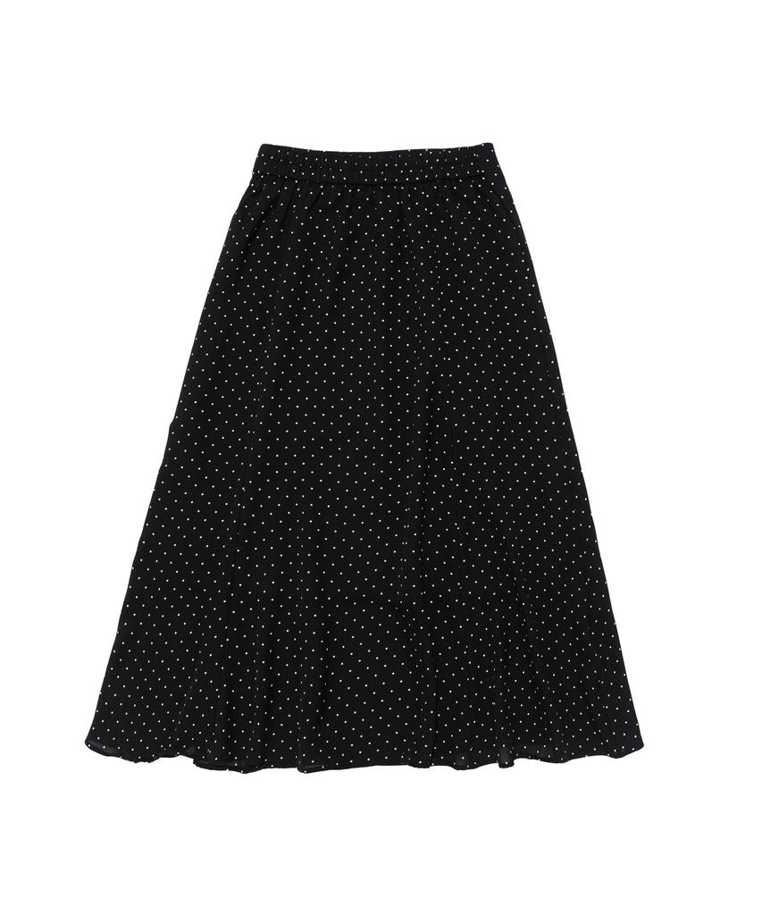 Cargo Bros For Woman Dot Satin Midi Skirt (Black)