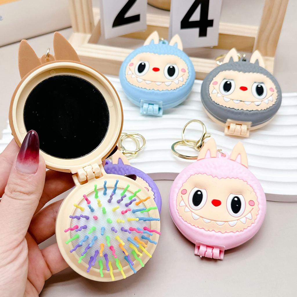 Function 3-in-1 Keychain Decorative Pendant Girls Portable Small Mirror Pendant